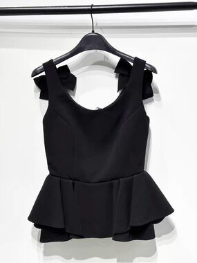 🚩steal Miu Miu Black Satin Top with Branded Neckline